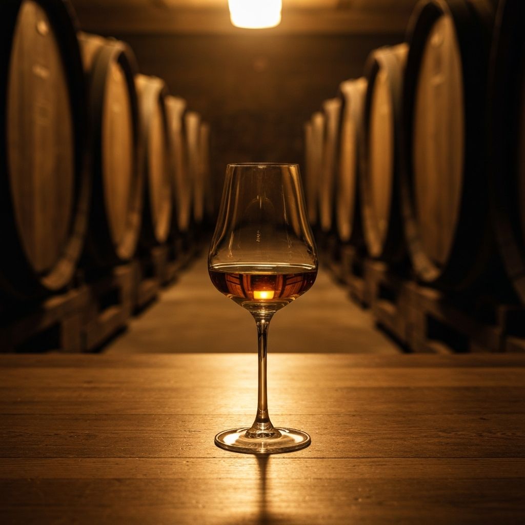 Bicchiere di grappa invecchiata per meditazione